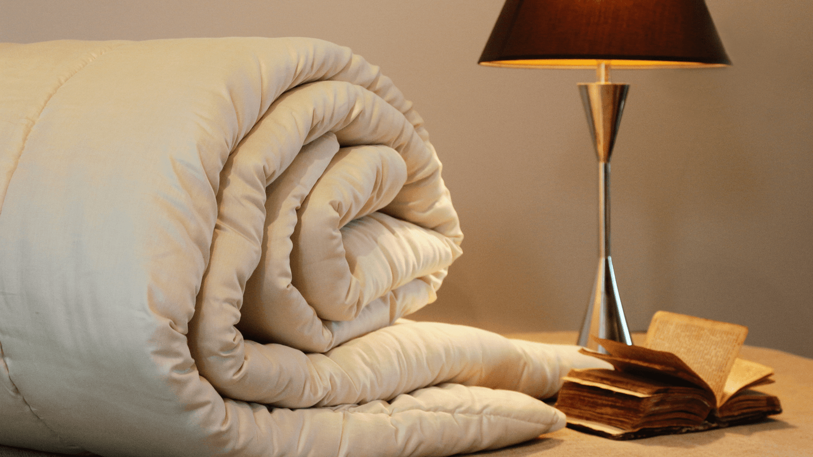 Warm comforter bedroom interior